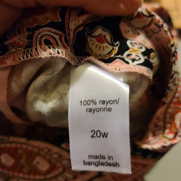 20W Boho Pink Paisley Wrap Skirt Midi Lightweight - Picture 9 of 11